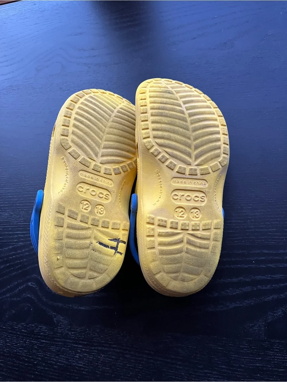 Crocs Mickey Mouse Yellow Clogs Blue Strap Size Kids 12 13 Slip On Water Shoes